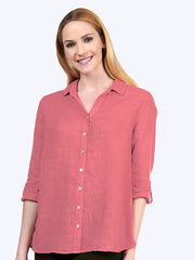 Tianello "Dena" Linen "Loving" Blouse-Flamingo