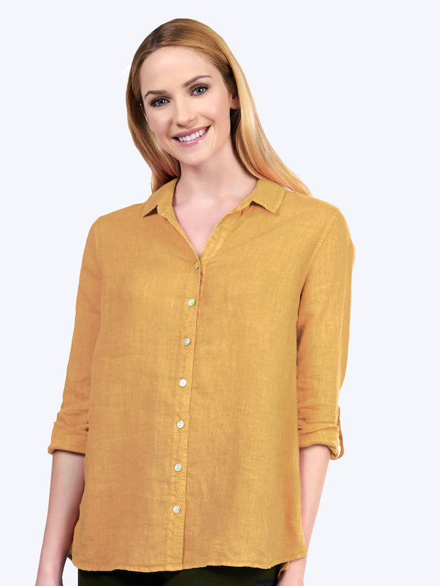 Tianello "Dena" Linen "Loving" Blouse-Nectar