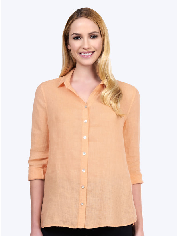Tianello "Dena" Linen "Loving" Blouse-Orange Cream