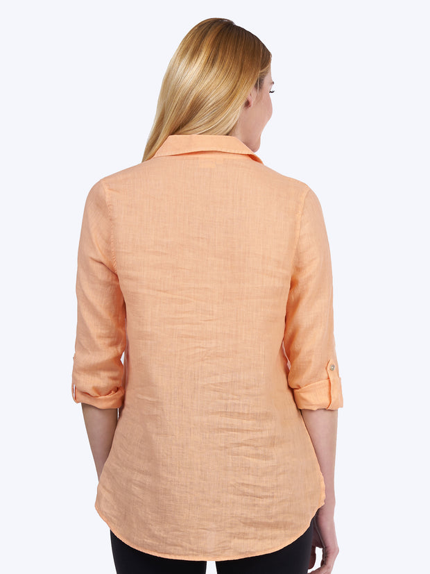 Tianello "Dena" Linen "Loving" Blouse-Orange Cream