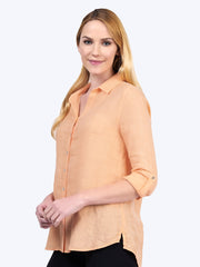 Tianello "Dena" Linen "Loving" Blouse-Orange Cream