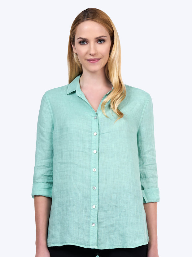 Tianello "Dena" Linen "Loving" Blouse-Pistachio