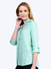 Tianello "Dena" Linen "Loving" Blouse-Pistachio