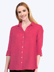 Tianello "Dena" Linen "Loving" Blouse-Velvet Pink