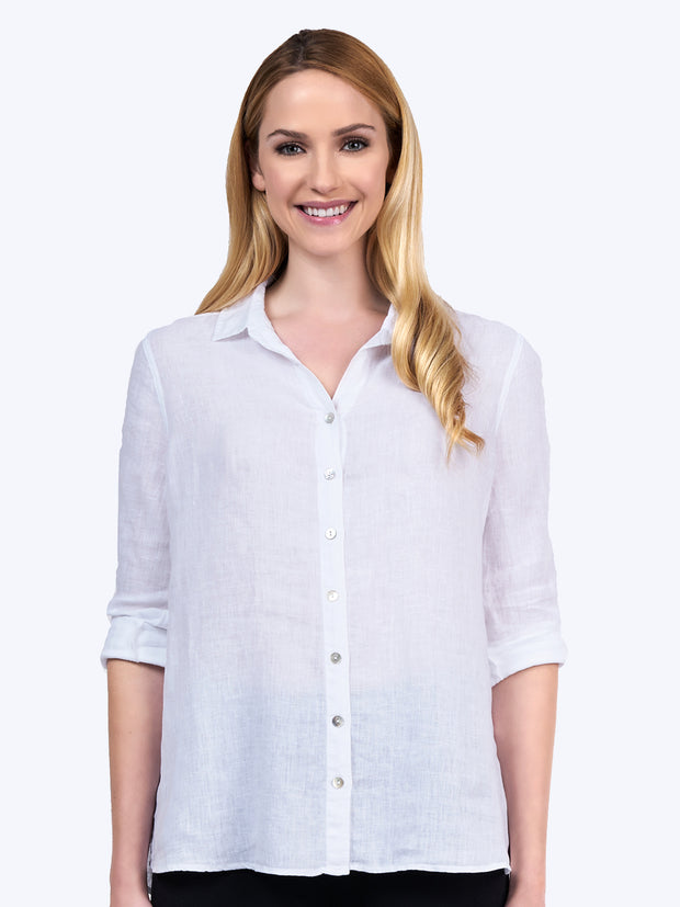 Tianello "Dena" Linen "Loving" Blouse-White