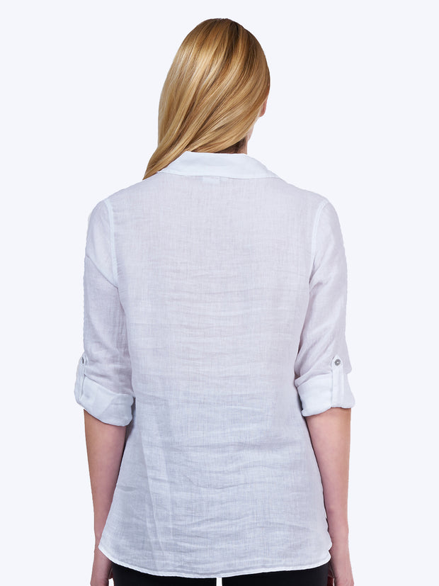 Tianello "Dena" Linen "Loving" Blouse-White