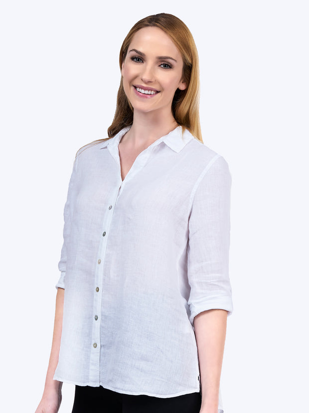 Tianello "Dena" Linen "Loving" Blouse-White