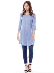 Linen Savoir Shirt Dress-Periwinkle