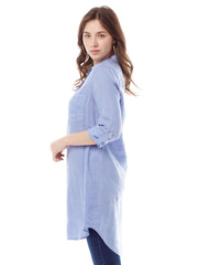 Linen Savoir Shirt Dress-Periwinkle