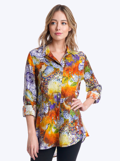 Tianello Aberdeen printed Hanky Linen "Loving" Blouse-Wash