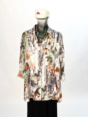 Tianello "Faith" Print Linen "Loving" Blouse-Wash