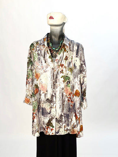 Tianello "Faith" Print Linen "Loving" Blouse-Wash