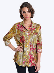 Tianello "Bali Gold" Linen "Loving" Blouse -Butter