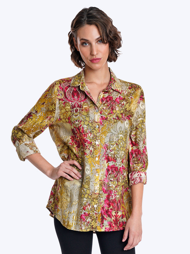 Tianello "Bali Gold" Linen "Loving" Blouse -Butter
