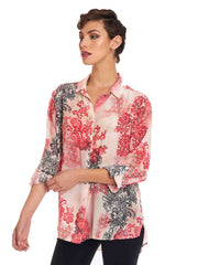 Tianello "Crown" Print Linen "Loving" Blouse-Wash