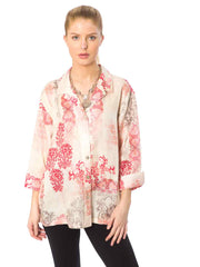 "Crown" Print Hanky Linen "Aida" Blouse-Wash