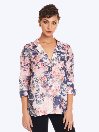 Tianello print "Estee" Linen "Aida" Blouse-Wash