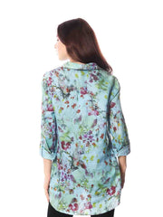  Tianello "Ezee" Print Linen "Loving" Blouse (OverSized)-Milky Blue