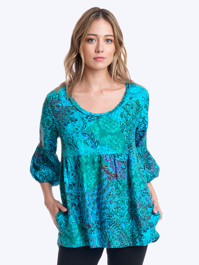 Tianello Juicy Linen "Shelby" Blouse-Glass Blue