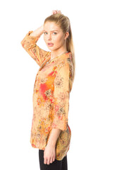 Tianello Mango Linen "Loving" Blouse-Orange Cream