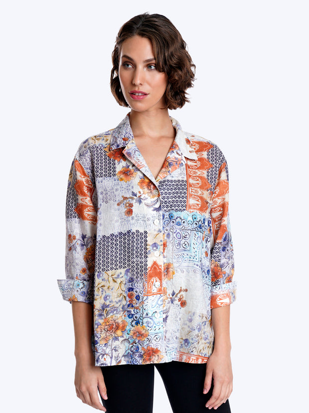 Tianello "Scarlet" Linen "Aida" Blouse-Wash