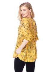 Tianello "Cupro"  "Cezanne" print "Lizette" 2 Pocket Blouse-Keyshia Yellow