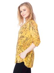 Tianello "Cupro"  "Cezanne" print "Lizette" 2 Pocket Blouse-Keyshia Yellow