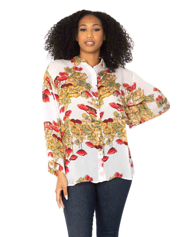Tianello Plus Sized "Cupro"  "Poppy" Christiana Blouse-Wash