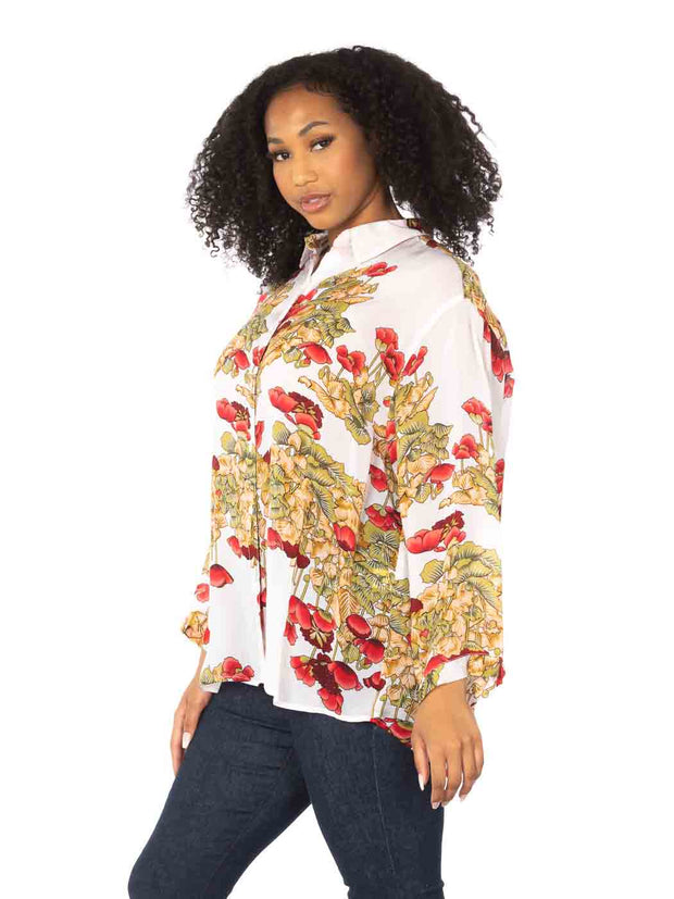 Tianello Plus Sized "Cupro"  "Poppy" Christiana Blouse-Wash