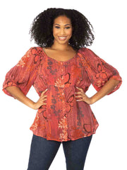"Cupro"  "Rain Forrest" print Princess Blouse-Mimosa