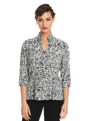 Tianello TENCEL™ French Batik Print Aida Blouse "French Batik" Print Dynasty Blouse-Slate