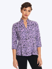 Tianello TENCEL "French Batik" Print Dynasty Blouse-Lychee