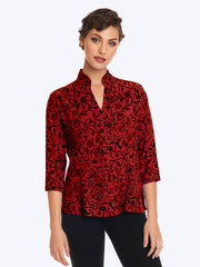 Tianello TENCEL "French TENCEL™ French Batik Print Aida Blouse "French Batik" Print Dynasty Blouse-Pomegranate