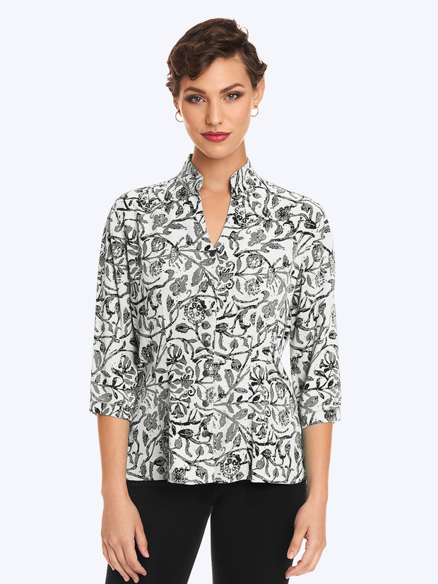 Tianello "French Batik" Print "Dynasty" Blouse"French Batik" Print Dynasty Blouse-Wash