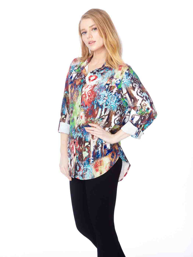 Tianello TENCEL "Majestic" Print  "Amy" Blouse-Wash