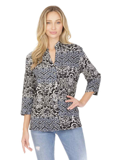 Tianello TENCEL™ "Queen" Print Dynasty Blouse-Wash