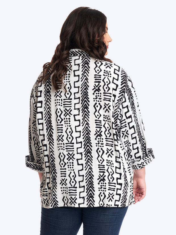 Tianello Plus Mud Print Tencel Aida Blouse-Wash
