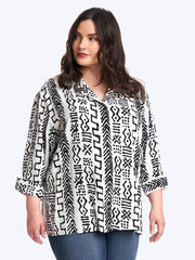 Tianello Plus Mud Print Tencel Aida Blouse-Wash