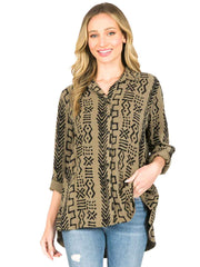 TENCEL™ "Mud" Print Loving Blouse-Moss