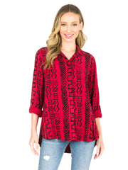 TENCEL™ "Mud" Print Loving Blouse-Pomegranate