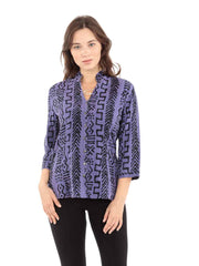 TENCEL™ "Mud" Print Dynasty Blouse-Dusty Lilac