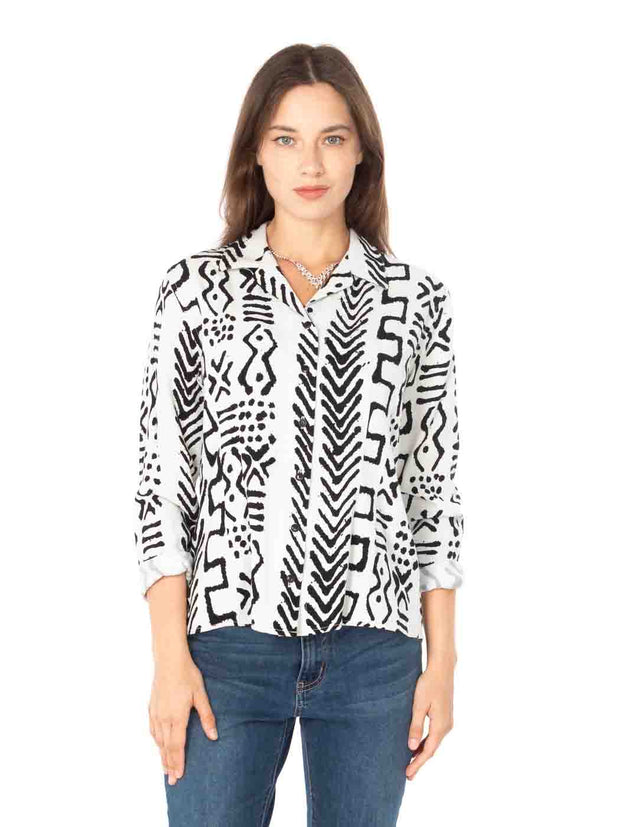 Tianello TENCEL™ "Mud" Print "Diane" Blouse-Wash