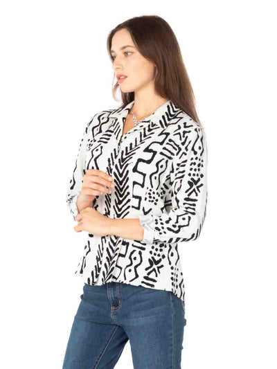 Tianello TENCEL™ "Mud" Print "Diane" Blouse-Wash