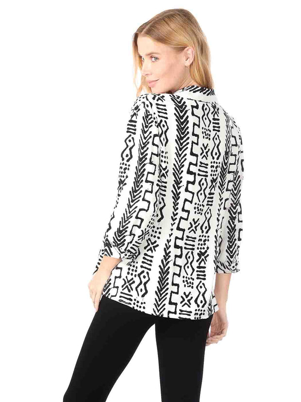 Tianello TENCEL™ "Mud" Print "Suzy" Blouse-Wash