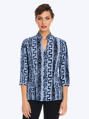 TENCEL™ "Mud" Print Dynasty Blouse-Periwinkle
