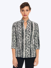 TENCEL™ "Mud" Print Dynasty Blouse-Slate
