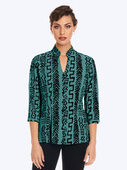 TENCEL™ "Mud" Print Dynasty Blouse-Vera Cruz