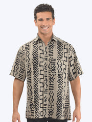 Tianello TENCEL™ Men's Mud Print  S.S. Camp Shirt-Liné