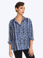 Tianello TENCEL™ Mud Print  "Aida"  Blouse-Periwinkle
