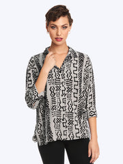 Tianello TENCEL™ Mud Print  "Aida"  Blouse-Slate